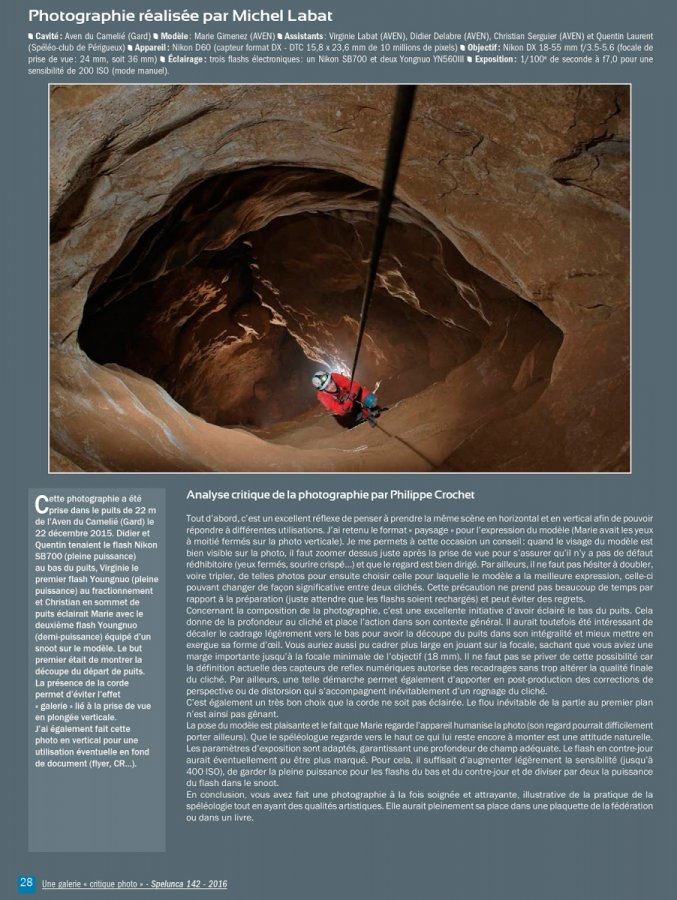 Galerie critique photo de la revue Spelunca - Compilation des analyses effectuées par Philippe Crochet.