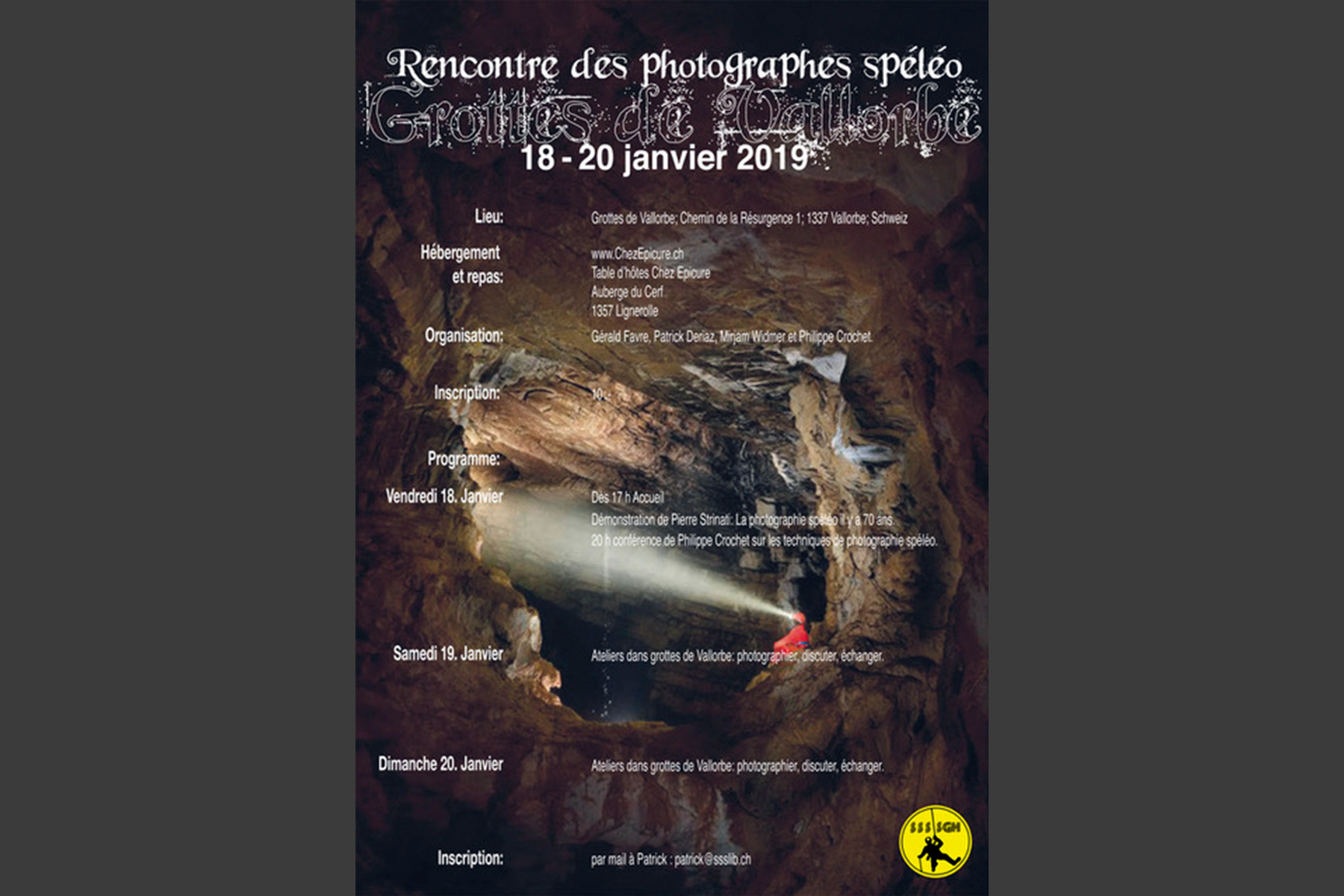 Stage de photographie souterraine suisse (17 au 19 janvier 2019)