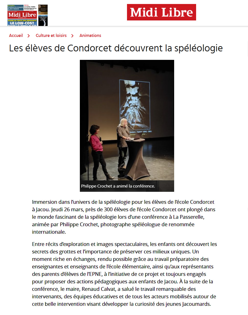 Conférence Ecole Condorcet de Jacou (26 mars 2026)
