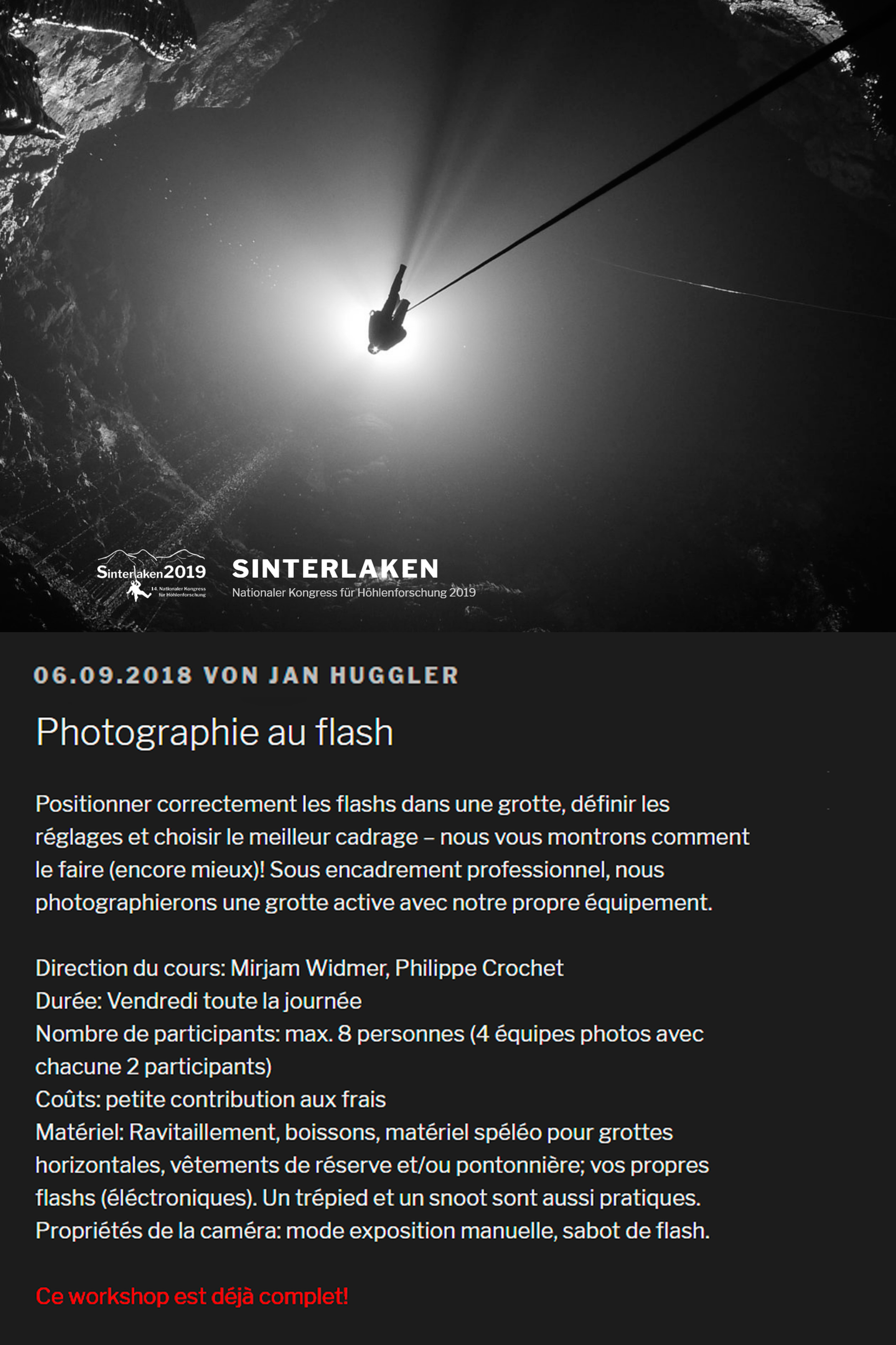 Sinterlaken 2019 (congrès spéléo suisse) du 9 au 12 août 2019