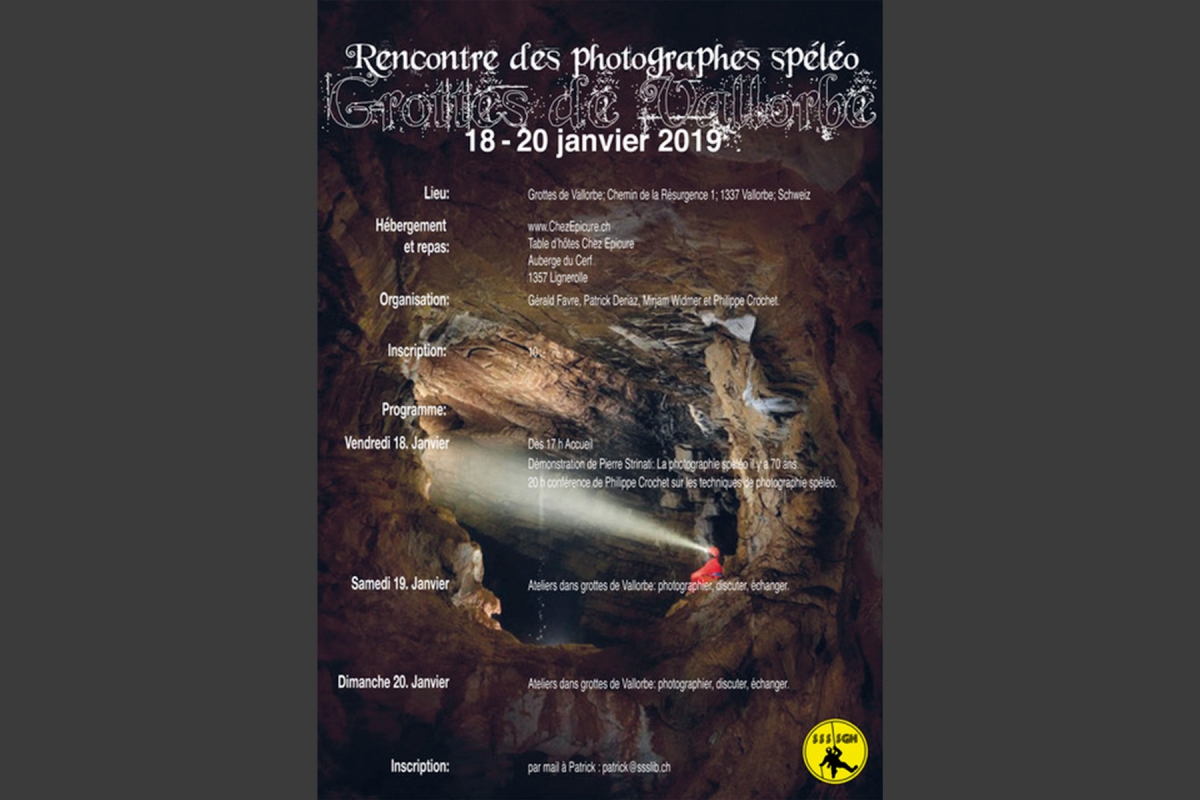 Stage de photographie souterraine suisse (17 au 19 janvier 2019)