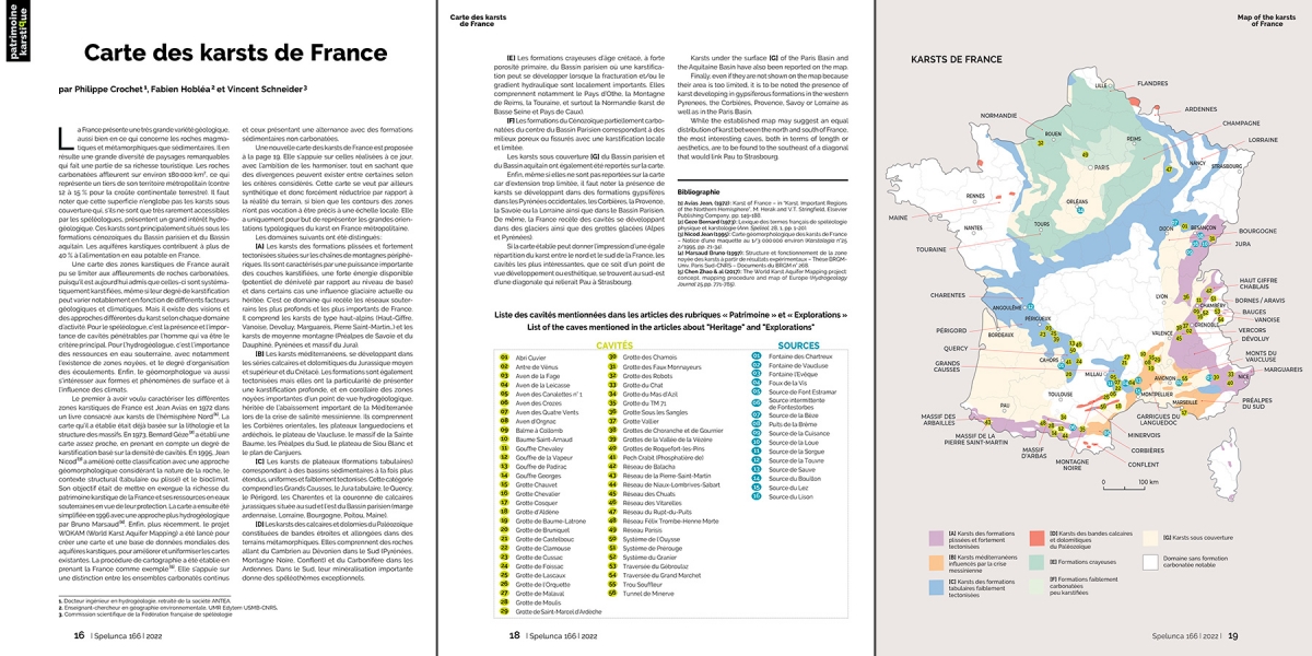 Spelunca n°166 (juin 2022) - Carte des karsts de France 