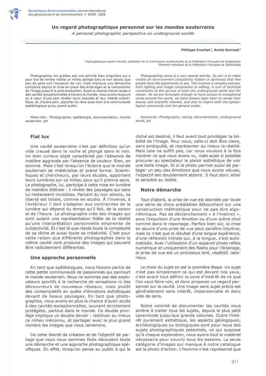 Dynamiques environnementales 54-55 Page 211