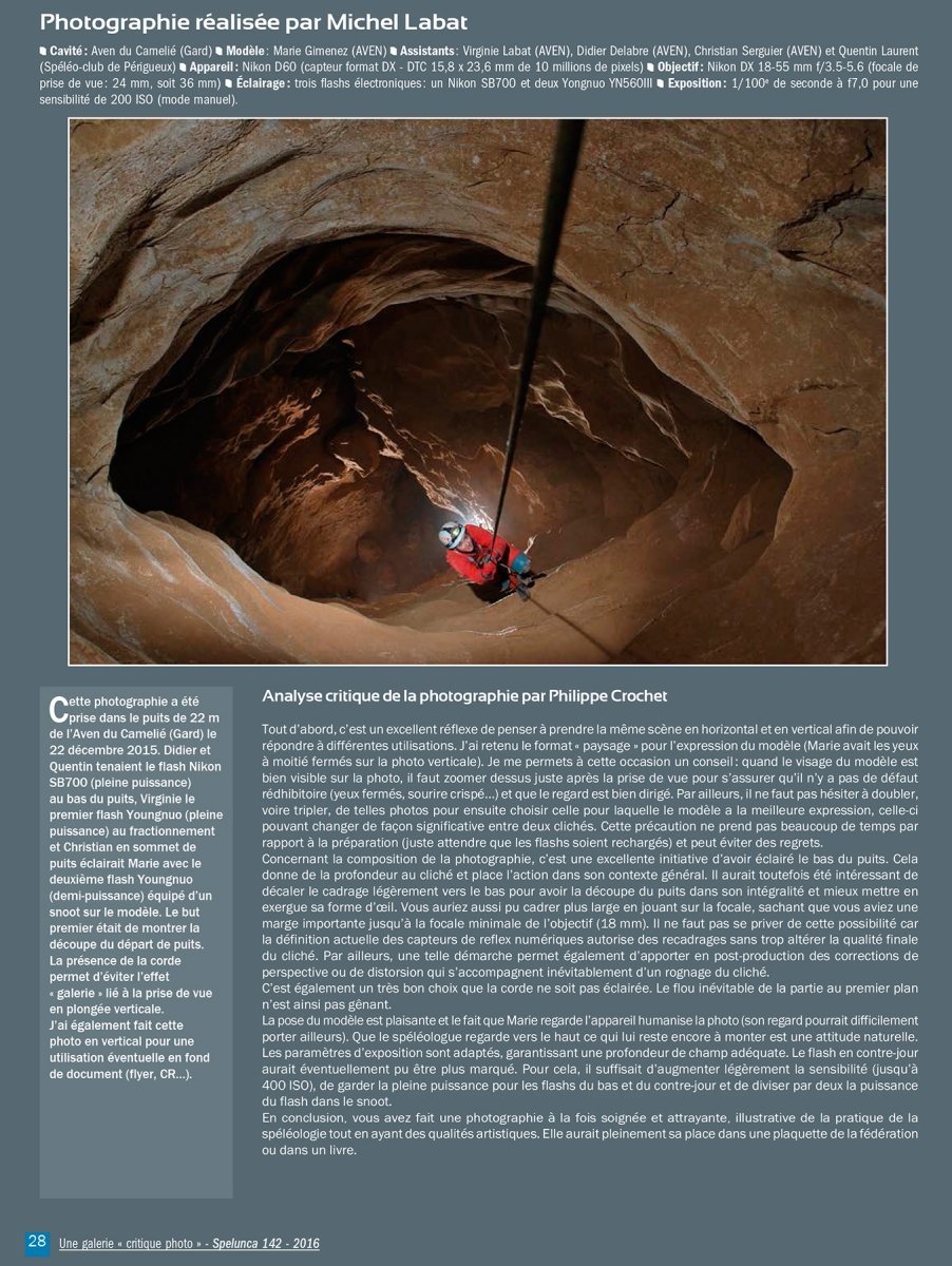 Galerie critique du Spelunca n°142 - Photographe : Michel Labat