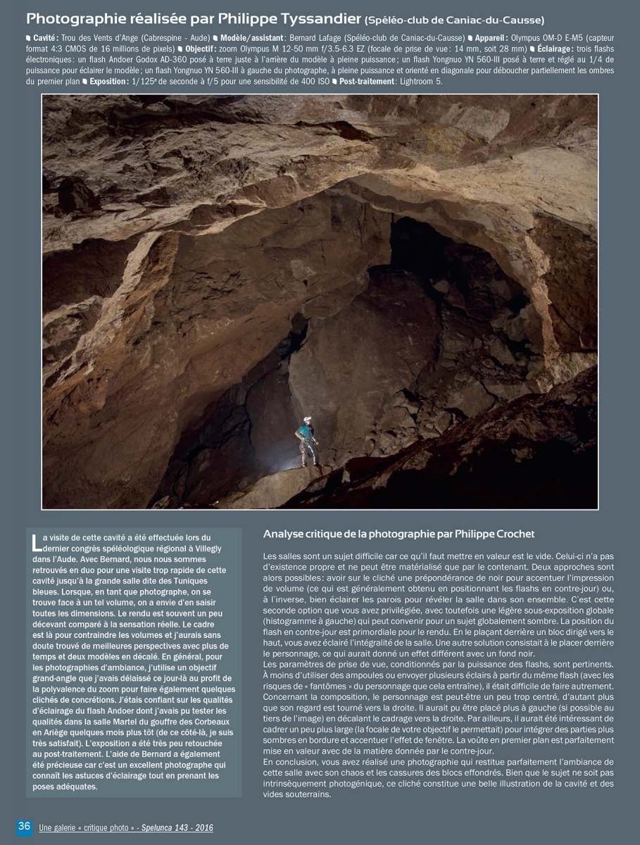 Galerie critique du Spelunca n°143 - Photographe : Philippe Tyssandier