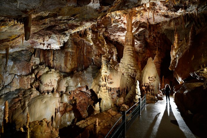 La grotte de Dargilan se situe en Lozère sur la bordure nord du Causse Noir. Elle surplombe la Jonte de près de 250 m. Elle est surnommée « la grotte rose», cette cavité possède de nombreuses spécificités. Son développement est de 2, 2 km dont 1,2 km sont aménagés pour le tourisme. Ses dimensions sont importantes. La « grande salle du chaos » fait ainsi 142 m de long sur 50 m de large et 25 m de hauteur. Les concrétions offrent une grande variété de forme, de taille et de couleur, avec des colorations naturelles très accentuée, notamment jaunes, ocres et rose. C’est l’une des grottes touristiques majeures de la région pour découvrir le monde souterrain.