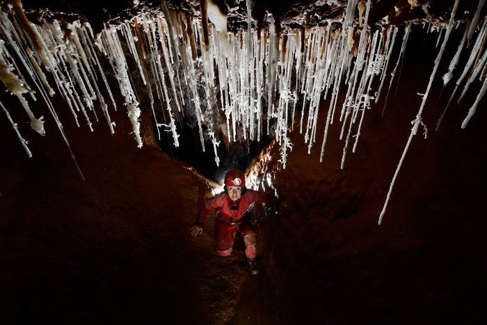 La grotte du Macoumé est située près d'Olargues, dans le département de l'Hérault. Elle a été découverte en 2002 par l'ASCO (l'Association du Spéléo Club D'Olargues ) à la suite d'une désobstruction. Depuis lors, la cavité a fait l'objet d'explorations systématiques qui portent son développement actuel à 2700 m. Elle se caractérise par une très grande richesse de concrétionnement depuis de fines excentriques d'aragonites jusqu'à de grands massifs de calcite en passant par des draperies, des disques ou encore de nombreuses fistuleuses de calcite, dont le plus long spécimen mesure plus de 4 mètres.