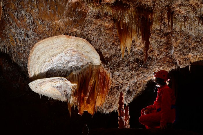 L'aven d'Orgnac est situé au sud du plateau calcaire des gorges de l'Ardèche, sur la commune d'Orgnac-l'Aven. La première partie de la cavité, constituée de grandes salles richement concrétionnées, est aménagée pour le tourisme (elle est classée Grand site de France). La suite peut se visiter dans le cadre de sorties d'initiation à la spéléologie, permettant de découvrir d'autres merveilles minérales.