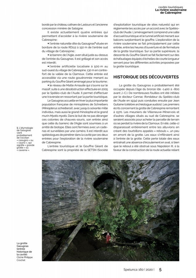 Spelunca n°160 (décembre 2020) : La rivière souterraine de Cabrespine(Spelunca 160 Page 05)