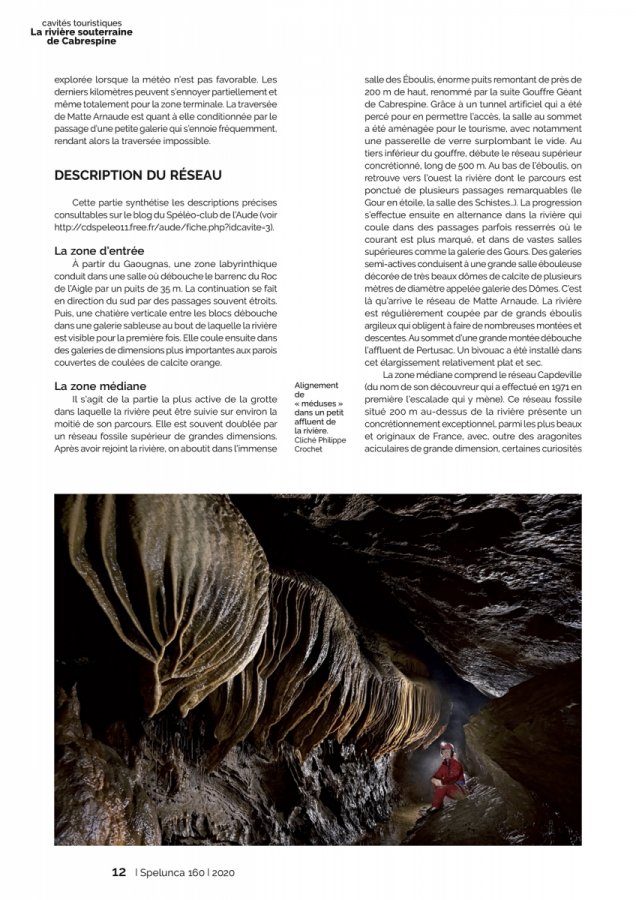 Spelunca n°160 (décembre 2020) : La rivière souterraine de Cabrespine(Spelunca 160 Page 12)