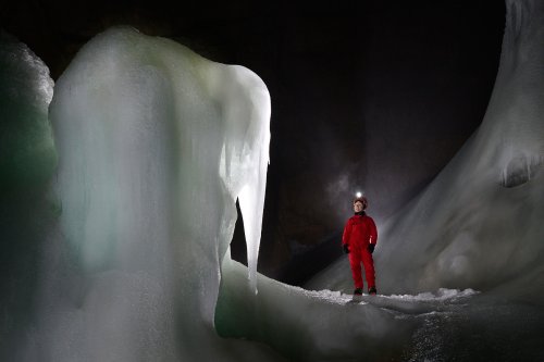 Schwarzmooskogel Eishöhle (Autriche) - Colonne de glace en forme d'éléphant(SP-15-0725)