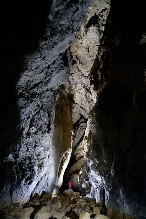 Pestera Topolnita - Grande galerie verticale dans la première partie (canyon souterrain)(SP-18-1990)
