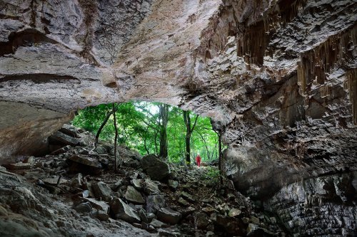 Gruta Fazenda America (Mato Grosso do Sul, Brésil) -  Porche d'entrée vu de l'intérieur(SP-19-1002)