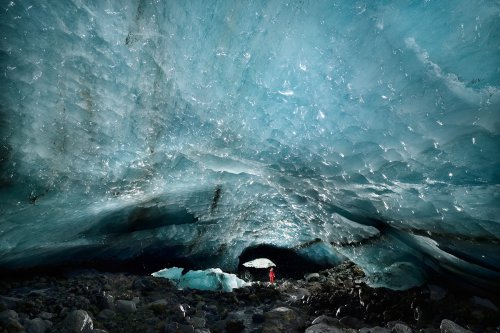 Grotte sous-glacière du glacier d'Arolla (Valais, Suisse) - Galerie avec entrée dans le fond (SP-19-1440)