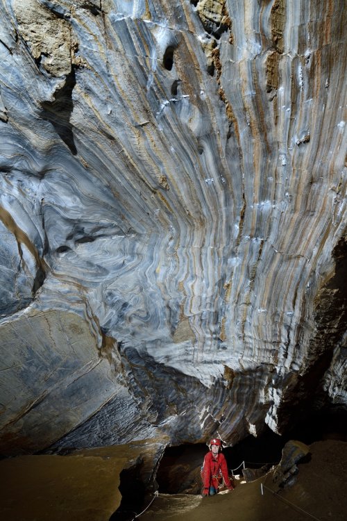 Grotte de Roquebleue (Hérault) - Plafond d'une galerie creusée dans les calcaires rubanés bleus(SP-20-0015)