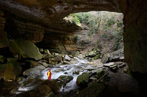 Abîme de Bramabiau (Gard) - Débouché du Grand tunnel dans l'aven du Balset  (SP-20-1412)