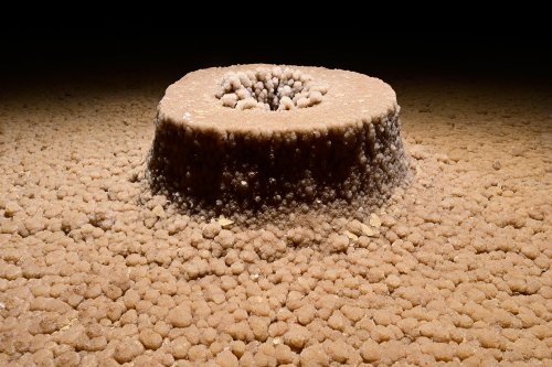 Grotte de Roquebleue (Hérault) - Galerie des volcans - Détail d'un "volcan" aux parois verticales (vu de côté) (SP-22-2417)