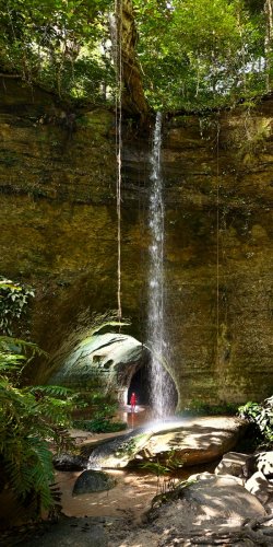 Caverna do Maroaga (Amazonas, Brésil) - Cascade devant l'entrée de la cavité (verticale)(SP-23-0996)
