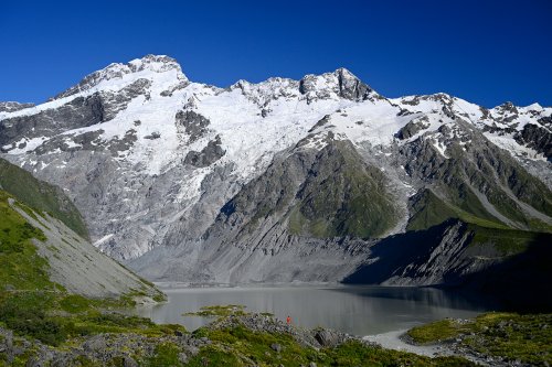 Mont Sefton (Nouvelle-Zélande, Ile du sud) -  Mont Sefton et Mueller  Lake vus  depuis Hooker Valley Track(VO-24-1590)