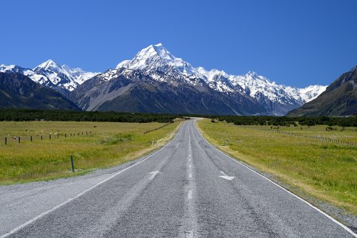 Mont Cook (Nouvelle-Zélande, Ile du sud) -  Route menant à Mont Cook(VO-24-1520)
