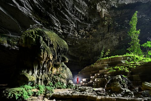 Hang Tien I cave (Tan Hoa, Vietnam) - Porche d'entrée de la grotte avec végétation(SP-25-0156)
