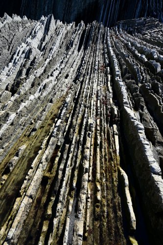 Flysch de Zumaia (Espagne) - Vue du flysch sur la plage d'Itzurun (sans ciel et sans personnage)(HY-25-0199)