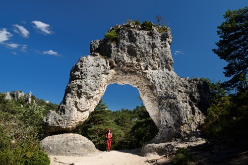 Les reliefs ruiniformes sont dus à la fois à la corrosion et à la désagrégation de massifs dolomitiques (constitués de calcaires et de dolomies). En effet, les parties du calcaire très dolomitisées sont moins solubles que le calcaire peu ou pas dolomitisé, si bien que celles-ci constituent des pinacles ou des clochetons. La morphologie ruiniforme se développe d'autant mieux que la dolomitisation a été irrégulière. Plusieurs sites ruiniformes renommés sont présents sur les Grands Causses (Montpellier le vieux, Nîmes le Vieux).