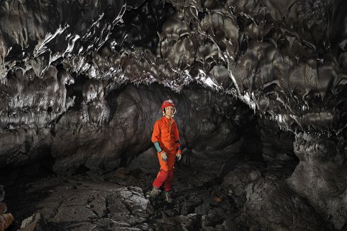 Big island (Hawaï). Salle  couverte de lave lisse à l'aspect de chocolat fondu dans Kula Kaï.(SP-10-0222)