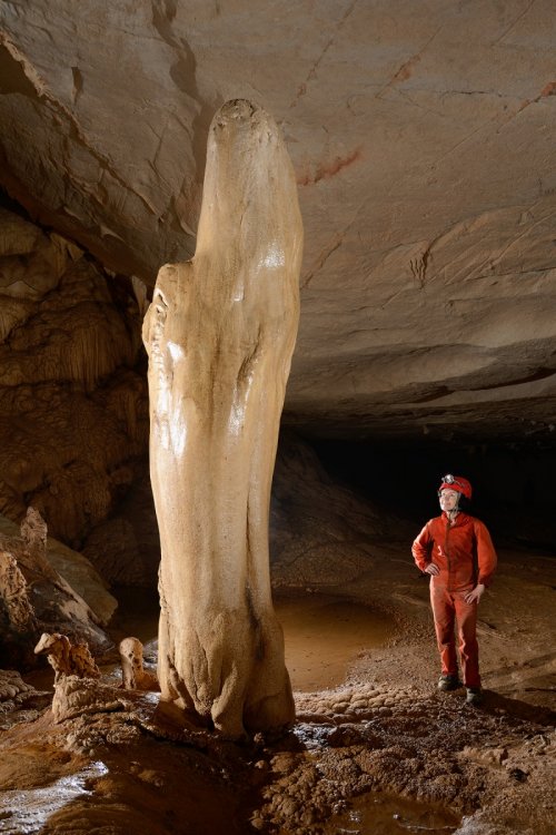Wind Cave (Gunung Mulu National Park, Bornéo, Malaisie) - Stalagmite massive érodée par le vent.(SP-13-0577)