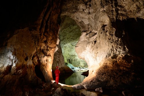 Tkalca Jama (Rakov Skocjan, Slovénie) - Galerie avec laisses d'eau(SP-13-0993)