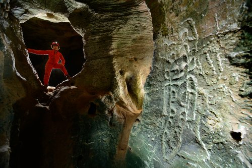 Cueva del Indio(Province d'Arecibo, Porto Rico) - Gravures indienne sur la paroi(SP-14-0304)