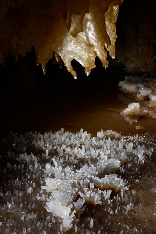 KotalehKhor Cave (Province de Zanjan, Iran) - Cristaux de calcite triangulaires au sol(SP-15-0075)