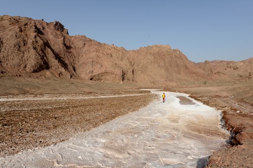 3N Cave(Namakdan, Qeshm, Iran) - Remontée de la rivière tapissée de sel jusqu'à la résurgence(SP-15-0132)