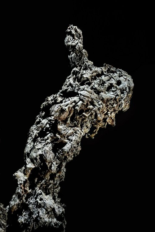 Mont Fuji lava tube (Mont Fuji, Japon) - Deux stalagmite de lave (formée par un empilement de petits boudins de lave tombés du plafond) (SP-19-0395)