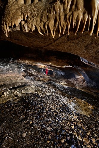 Trou du Pic (Doubs) - Galerie avec sol jonché de cailloux entraînés par les crues(SP-20-0736)