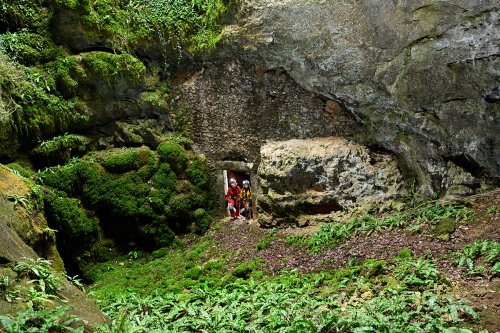 Aven du Mas de Rouquet (Hérault) - Entrée de l'ancienne cave à fromage à la base du puits(SP-21-0146)