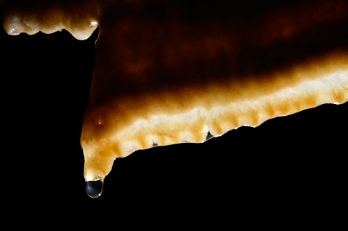 Grotte de Trabuc (Gard) - Petite draperie en transparence avec goutte au bout(SP-21-0681)