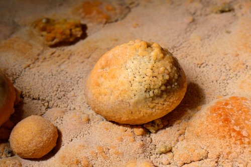 Grotte aux perles - perle jaune avec des micro perles à sa surface(SP-21-1742)