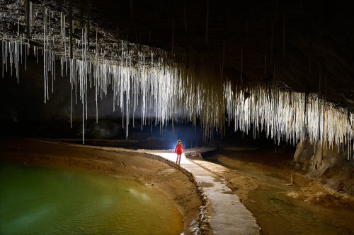 Grotte de Choranche (Isère) - Partie touristique : fin du parcours sous les fistuleuses(SP-23-0307)