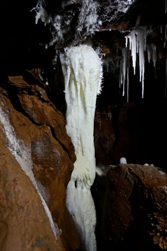 Grotte du Charbon (Hérault) - Grande colonne d'aragonite (SP-23-1466)