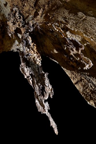 Blue cave (Botswana) - Lame rocheuse au plafond résultant de la fantômisation de la roche encaissante(SP-25-0956)