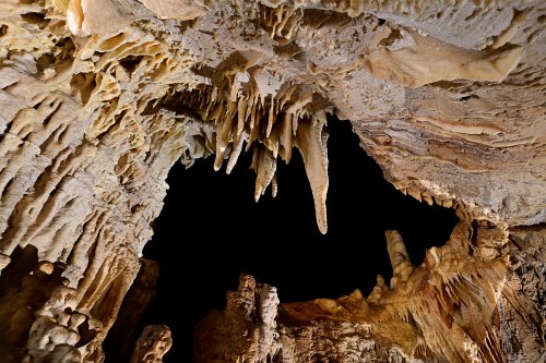 Caverna Terciopelo ( Guanacaste, Costa Rica) -  Alcôve avec stalactites et stalagmites massives.(SP-25-2558)