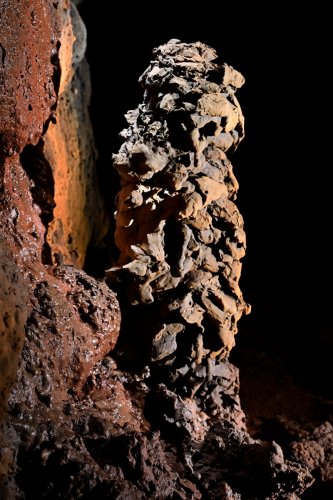 Tunel del Alba (Santa Cruz, Galapagos, Equateur) - Stalagmite de lave.(SP-26-0195)