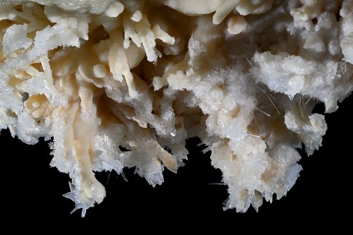 Grotte de Geophysicheskaya (Turkménistan) -  Ensemble de concrétions d'aragonite jaune mélangés à des cristaux de gypse(SP-26-0699)