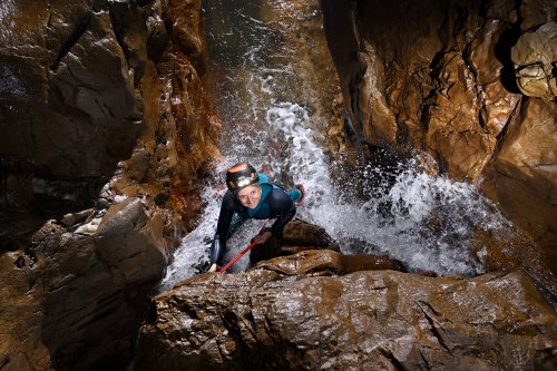 Abîme de Bramabiau (Gard) - Désescalade de le sixième cascade (en étiage)(SP-26-0858)