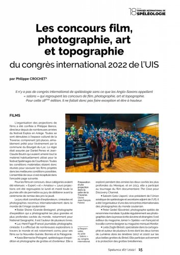 Spelunca n°167 (septembre 2022) - Les concours film, photo, art et topographie du congrès international 2022 de l’UIS