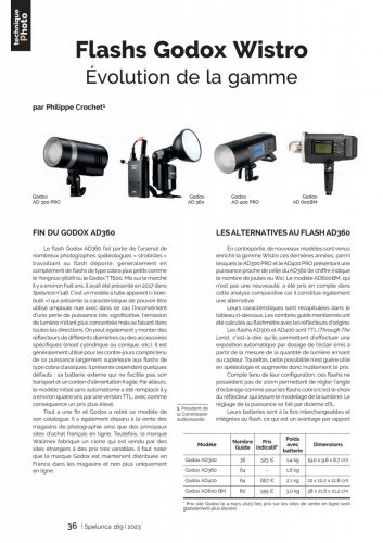 Spelunca n°169 (mars 2023) - Flashs Godox Wistro - Evolution de la gamme