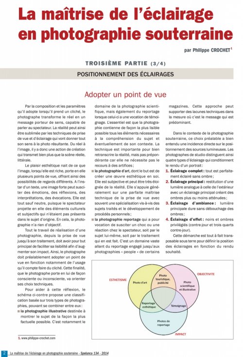Spelunca n°134 - La maîtrise de l'éclairage en photographie souterraine - Troisième partie (3/4)