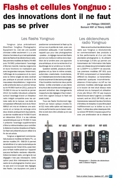 Spelunca n°137 - Flashs et cellules Yongnuo : des innovations dont il ne faut pas se priver