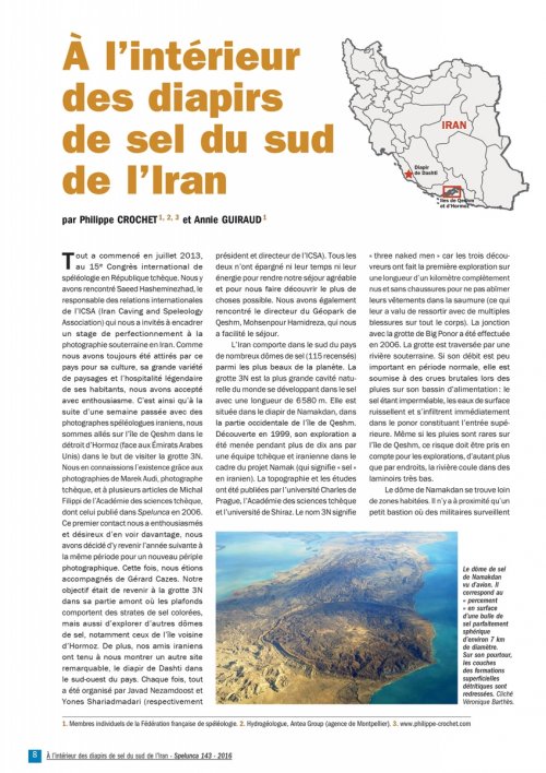 Spelunca n°143 ( septembre 2016) : A l'intérieur des diapirs de sel du sud de l'Iran